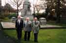 View: t10781 Group of ex-servicemen at the The York and Lancaster Regiment Memorial, commemorating those who fell in the two World Wars, Weston Park