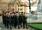 View: t10788 Group of soldiers marching past the York and Lancaster War Memorial, Weston Park on Remembrance Day 