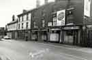 Mowbray Street showing No. 1 Brown Cow public house, Nos.3-5 former premises of J. Armstrong (Meat Contractors) Ltd., No. 7 Bridgehouses P.O.. No.9  Former premises of George Marshall Ltd., tool merchant, No. 11 J. Thorpe, betting shop 