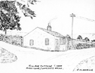 Sketch by Jack M. Ambler of toll bar cottages on corner of Jossy Lane and Langsett Road South, Oughtibridge as it was in 1900