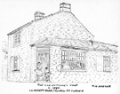 Sketch by Jack M. Ambler of the Old Butchers shop, corner of Langsett Road South and Church Street, Oughtibridge as it was in 1890