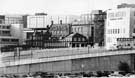 Commercial Street from Park Square roundabout showing (right) No. 14 Barclays Bank, Royal Mail sorting office (centre) with Top Rank Sheffield Suite, Ballroom (behind)