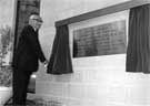 Councillor James W. Sterland, OBE., JP., Lord Mayor 1961-62, lays the stone to the extension of Sheffield Town Hall (the Egg Box (Eggbox))