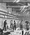 Sketch of the interior of a crucible steel melting shop