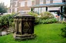 Memorial to Robert Ernest M.D. (1771-1841), first House Surgeon of the Sheffield General Infirmary, removed from St. Philip's churchyard and placed in the grounds of the Royal Infirmary in 1954; now in the Royal Hallamshire Hospital grounds