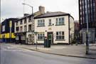 Moseley's Arms (centre latterly Phoenix Lettings) ,No 81/83, West Bar, at junction of Paradise Street; showing Armadillo self storage (left). 