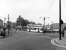 Bus shelters, Coulston Street looking towards, right, A.T. Bescoby and Sons Ltd., paper bag manufacturers, rear 