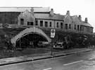 The former Merchants Crescent Coal Offices and new arch being constructed during the renovation of the Canal Basin, Exchange Street
