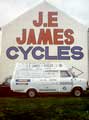 Wall illustrated advertisement for J. E. James, cycle shop, Nos. 347 - 361 Bramall Lane