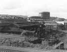 View: u08913 View from Tinsley Viaduct of the former Hadfield Co. Ltd., East Hecla Steelworks showing the Tinsley Gas holders in background