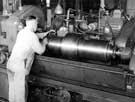 View: u09058 Sizing roll with micrometer at Hadfield's Steel Foundry Co. Ltd., Hecla Works, Newhall Road 