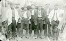Group of seven miners posed outside the entrance to a new drift shaft at Samuel Fox's Stocksbridge Footrell Pit, c. 1913