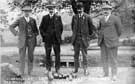 Finalists in a bowls competition (probably connected with Hillsborough Park Bowling Club), which included a member of the Rhodes family second from right.