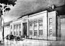 Drawing of the Central Secondary School, Leopold Street showing the Administrative block
