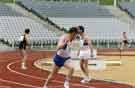 Athlete in the relay at the Special Olympics, Don Valley Stadium, Worksop Road