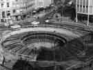 Construction of Castle Square looking towards Angel Street (top centre)