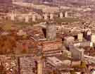 Aerial view of Netherthorpe showing University of Sheffield (foreground), Netherthorpe Flats (right) and Kelvin Flats (top)