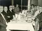 Dinner for employees of James Neill and Co (Sheffield) Ltd, showing Charles and Joyce Bradbury (first and second right)