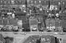 Aerial view of Greenock Street bottom left, rear of houses on Wood Street at the top.
