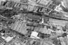 View: u10545 Aerial view of Kelham Island showing (bottom centre) Miba Tyzack Ltd., (formerly W.A. Tyzack and Sons Co. Ltd.), Horseman Works, Green Lane and Alma Street with River Don flowing (top) 