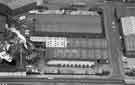 Aerial view of (centre) Micor Ltd., saw manufacturers and (right) Crusteel Ltd., stainless and tool steel stockists and manufacturers, Rutland Way, Kelvin at junction with (bottom) Penistone Road