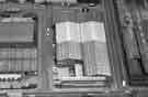 Aerial view of (left) Micor Ltd., saw manufacturers and (centre) Crusteel Ltd., stainless and tool steel stockists and manufacturers, Rutland Way, Kelvin at junction with (bottom) Penistone Road