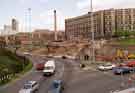 View: u10699 Park Square roundabout and construction of Supertram showing (right) Park Hill Flats