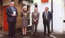 Ron Clayton (left) opening the Sheffield Flood trail at the Old Blue Ball public house, Bradfield Road showing (2nd right) Lord Mayor, Councillor Bill Jordan and (2nd left) Lady Mayoress, Mrs Jordan