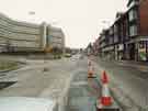 Construction of Supertram on Infirmary Road showing (left) Kelvin flats