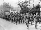 New recruits of the York and Lancaster Regiment marching off to war