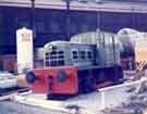 Shunting locomotive at Coopers (Metals) Ltd, Cardigan Works, Brightside Lane - part of a Vulcan bomber in the background