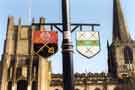 View: v04770 Ecclesiastical coat of arms, forecourt of Sheffield Cathedral, Church Street
