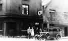 Jack (proprietor) and Gladys Shaw (nee Panton) outside the Old Queens Head public house, No. 40 Pond Hill