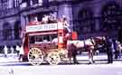 View: w02402 City Clopper horse drawn bus outside the Town Hall, Pinstone Street