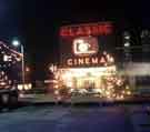 Christmas lights in Fitzalan Square showing (back) the Classic Cinema