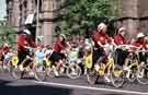 Sheffield Spectacular, parade outside Town Hall, Pinstone Street featuring the Thomas W. Ward cyclists