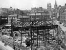Construction of the Odeon Cinema, Flat Street, with Norfolk Street to the right, and Milk Street running across the top of the construction site.