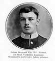 Colour Sergeant William Henry Kitson, 1st West Yorkshire Regiment. Wounded in neck twice, taken prisoner. Colour Sergeant William Henry Kitson, 1st West Yorkshire Regiment. Wounded in neck twice, taken prisoner.