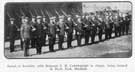Squad of recruits, with Sergeant T. H. Cartwright in charge, being trained in Hyde Park, Sheffield.