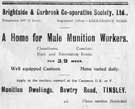 Advertisement for Brightside and Carbrook Co-operative Society Ltd: 'A Home for Male Munition Workers'