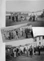 3-photo montage of gentlemen milling around a cycling track start/finish line (1 of 2)