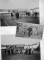 3-photo montage of gentlemen milling around a cycling track start/finish line (2 of 2)