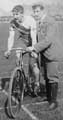 Cyclist (?T Summerson) and assistant on a grass track (3 of 6)