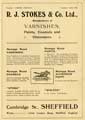 Advertisement for R. J. Stokes and Co. Ltd., manufacturers of varnishes, etc., Cambridge Street