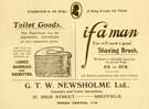 Advertisement for G. T. W. Newsholme Ltd., chemists and toilet specialists, No. 27 High Street
