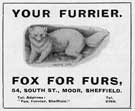 Advertisement for Fox, furrier, No. 54 South Street Advertisement for Fox, furrier, No. 54 South Street