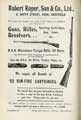 Advertisement for Robert Roper, Son and Co. Ltd., gunsmiths, No. 8 South Street, Park Advertisement for Robert Roper, Son and Co. Ltd., gunsmiths, No. 8 South Street, Park