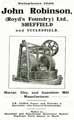 Advertisement for John Robinson (Royd's Foundry) Ltd., mortar, clay and gannister mill manufacturer