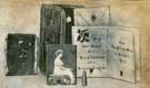 Princess Mary's Christmas box which saved the life of John Gray of Sheffield. The bullet penetrated the box which was in his waistcoat pocket and he was only slightly wounded