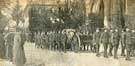 View: y05642 Funeral of late Sir John Bingham took place at Ecclesall Church. Gun carriage leaving 'West Lea' at Ranmoor residence of Sir John. 